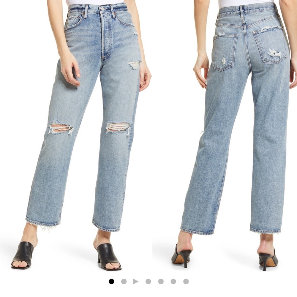 AGOLDE ‘90s distressed straight leg organic cotton jeans. Size 29
